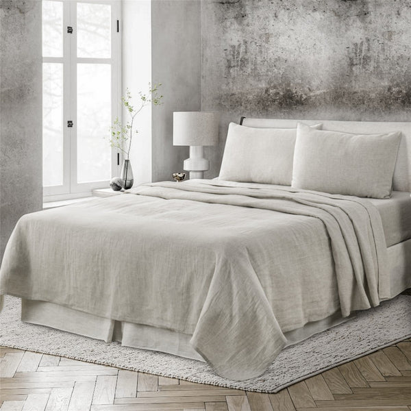 HomeRoots Light Linen Twin Flat Sheet - Luxuriously Soft, Breathable Comfort for a Relaxed, Stylish Bedroom Greige 520744