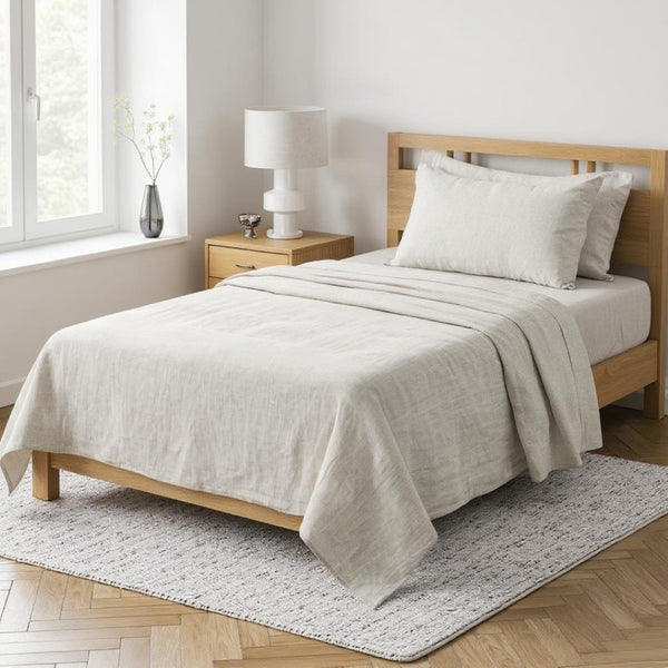 HomeRoots Light Linen Twin Flat Sheet - Luxuriously Soft, Breathable Comfort for a Relaxed, Stylish Bedroom Greige 520744