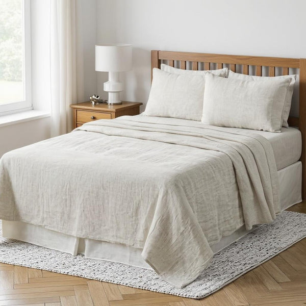 HomeRoots Light Linen Full Double Flat Sheet - Luxuriously Soft, Breathable Comfort for a Stylish Sleep Experience Greige 520745