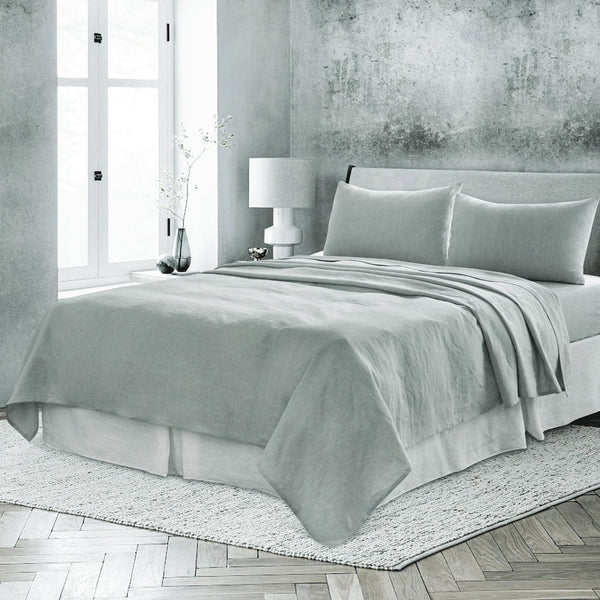 HomeRoots Light Linen Twin Flat Sheet - Luxuriously Soft, Breathable Comfort for a Relaxed, Stylish Bedroom Sea Glass 520750