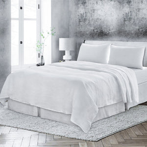 HomeRoots Light Linen Twin Flat Sheet - Luxuriously Soft, Breathable Comfort for a Relaxed, Stylish Bedroom White 520756