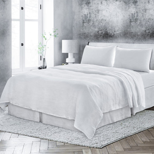 HomeRoots Light Linen Twin Flat Sheet - Luxuriously Soft, Breathable Comfort for a Relaxed, Stylish Bedroom White 520756