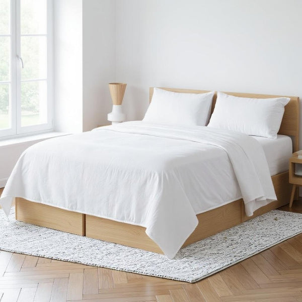 HomeRoots Light Linen Twin Flat Sheet - Luxuriously Soft, Breathable Comfort for a Relaxed, Stylish Bedroom White 520756