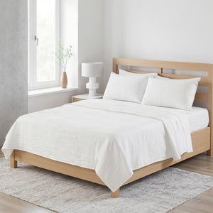 HomeRoots Ivory Linen Flat Sheet - Luxurious Softness, Breathable Comfort & Timeless Style for Your Bedding 520760