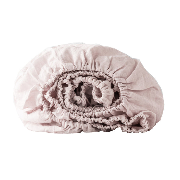 Homeroots Champagne Pink Linen Queen Fitted Sheet - Luxurious Comfort, Breathable & Soft With Moisture Wicking  Linen 520763