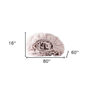 Homeroots Champagne Pink Linen Queen Fitted Sheet - Luxurious Comfort, Breathable & Soft With Moisture Wicking  Linen 520763