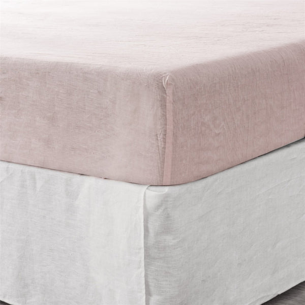 HomeRoots Light Linen King Fitted Sheet – Breathable, Moisture-Wicking Luxury for Ultimate Sleep Comfort Pink 520764