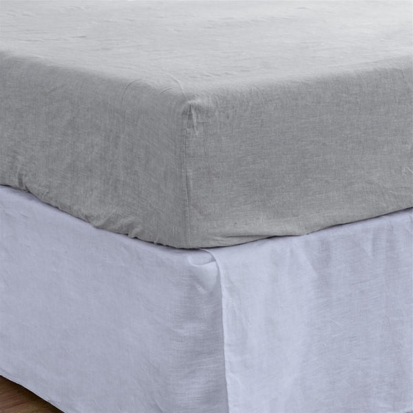 HomeRoots Light Linen Twin Fitted Sheet - Luxurious Breathable Fabric for Ultimate Comfort and Style Upgrade Cloud 520766