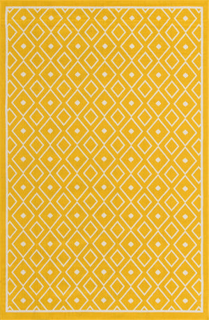 Unique Loom Outdoor Trellis Kafes Machine Made Geometric Rug Yellow, Ivory 5' 3" x 8' 0"
