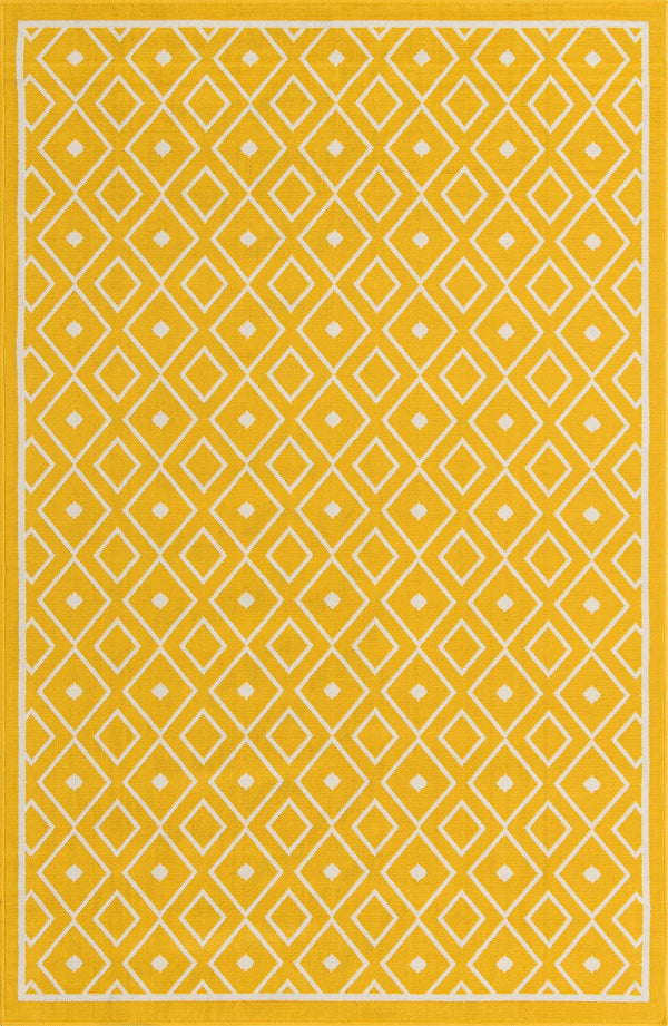 Unique Loom Outdoor Trellis Kafes Machine Made Geometric Rug Yellow, Ivory 5' 3" x 8' 0"