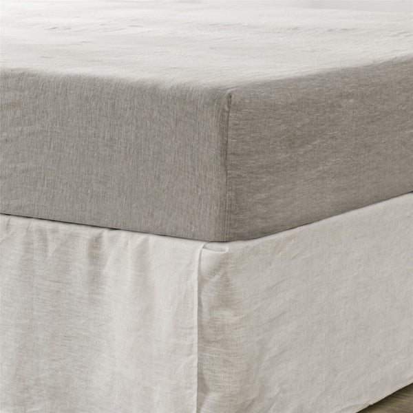 HomeRoots Light Gray Linen Fitted Sheet for Full/Double Beds - Breathable, Soft, and Elegant Comfort Upgrade 520772