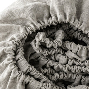 Homeroots Light Gray Linen Queen Fitted Sheet Greige Linen 520773