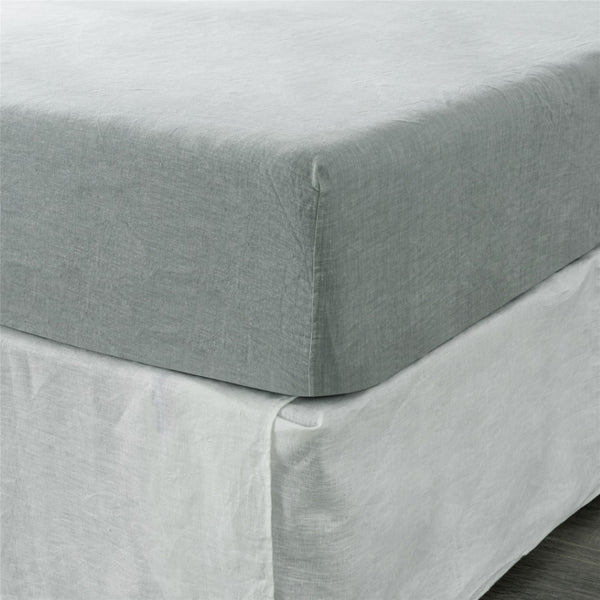 HomeRoots Light Linen Twin Fitted Sheet - Luxurious Breathable Fabric for Ultimate Comfort and Style Upgrade Sea Glass 520781