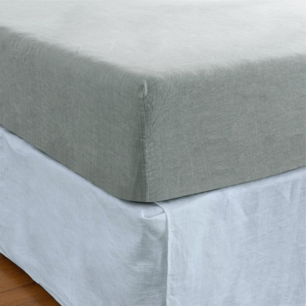 HomeRoots Light Linen Twin Fitted Sheet - Luxurious Breathable Fabric for Ultimate Comfort and Style Upgrade Sea Glass 520781