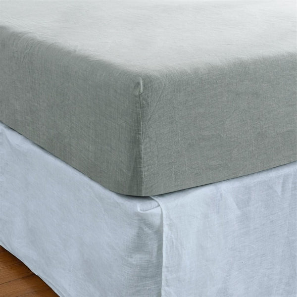 HomeRoots Light Linen Twin Fitted Sheet - Luxurious Breathable Fabric for Ultimate Comfort and Style Upgrade Sea Glass 520781