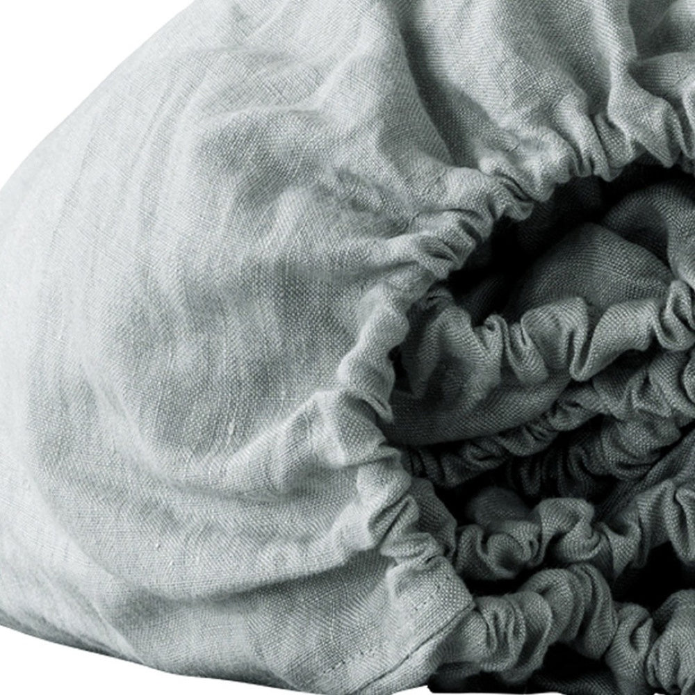 HomeRoots Blue Linen Fitted Sheet - Premium Comfort, Breathable Fabric & Secure Fit for Luxurious Sleep Experience 520782