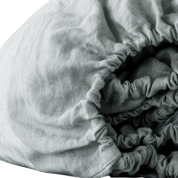 HomeRoots Blue Linen Fitted Sheet - Premium Comfort, Breathable Fabric & Secure Fit for Luxurious Sleep Experience 520782