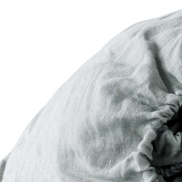 Homeroots Blue Linen Queen Fitted Sheet Sea Glass Linen 520783