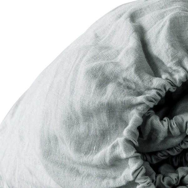 Homeroots Blue Linen King Fitted Sheet Sea Glass Linen 520784