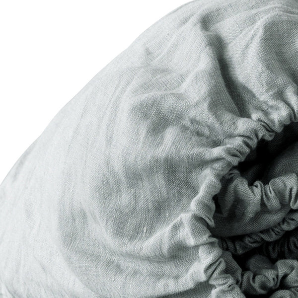 Homeroots Blue Linen King Fitted Sheet Sea Glass Linen 520784