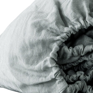 Homeroots Blue Linen California King Fitted Sheet  Linen 520785