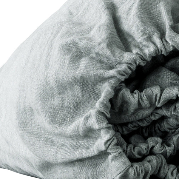 Homeroots Blue Linen California King Fitted Sheet  Linen 520785