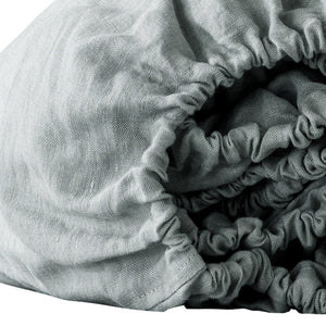 Homeroots Blue Linen California King Fitted Sheet  Linen 520785