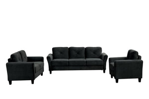 English Elm Couch Luxurious Black Velvet Sectional Set 1+2+3 - Modern Comfort For Stylish Living Spaces! W2121S00011