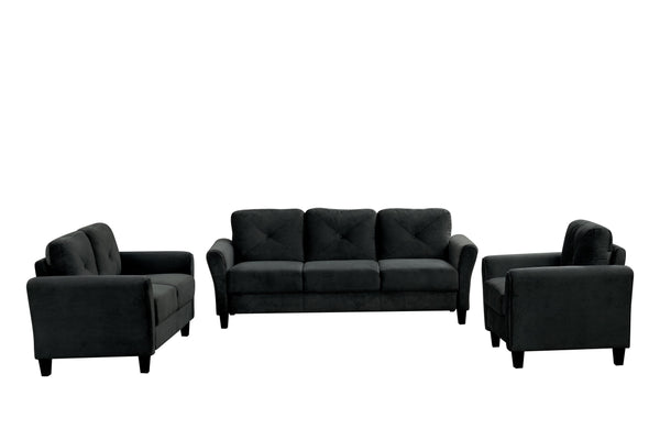 English Elm Couch Luxurious Black Velvet Sectional Set 1+2+3 - Modern Comfort For Stylish Living Spaces! W2121S00011