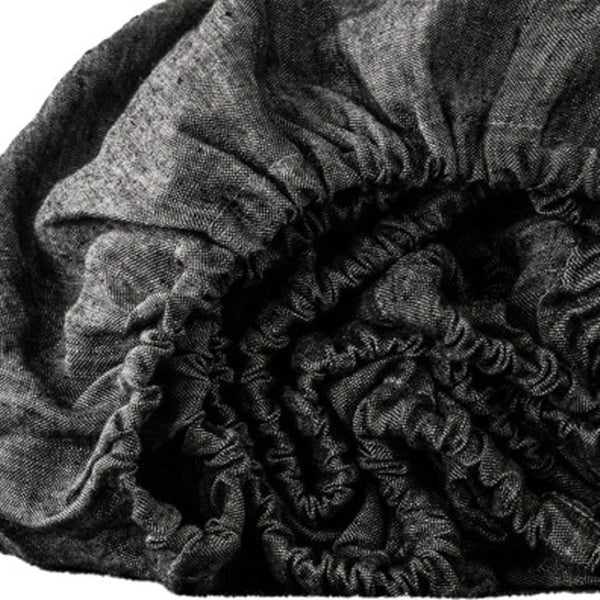 HomeRoots Cloud Linen Queen Fitted Sheet - Luxurious, Breathable Comfort with Deep Pockets for a Perfect Fit Onyx 520788