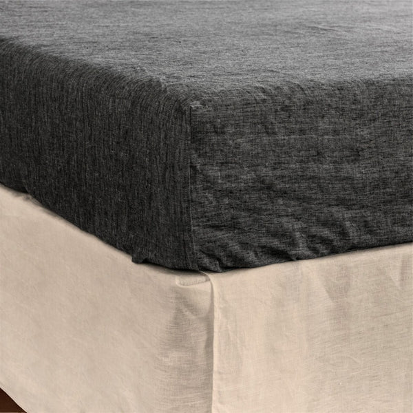 HomeRoots Light Luxurious Linen California King Fitted Sheet for Ultimate Comfort and Breathable Sleep Experience Onyx 520790