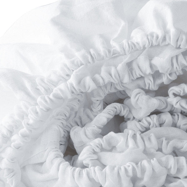 Homeroots White Linen King Fitted Sheet  Linen 520794