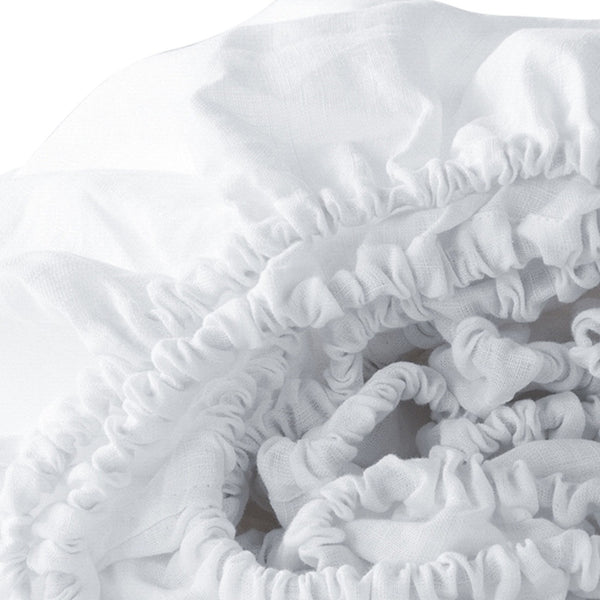 Homeroots White Linen King Fitted Sheet  Linen 520794