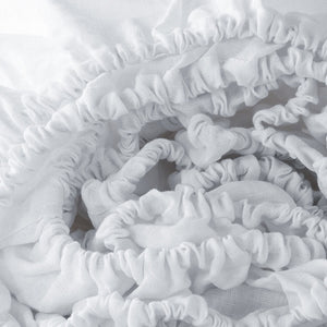 Homeroots White Linen King Fitted Sheet  Linen 520794