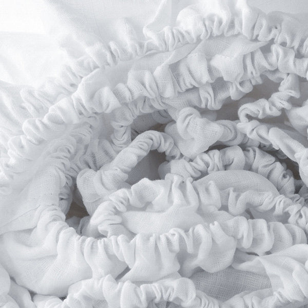 Homeroots White Linen King Fitted Sheet  Linen 520794