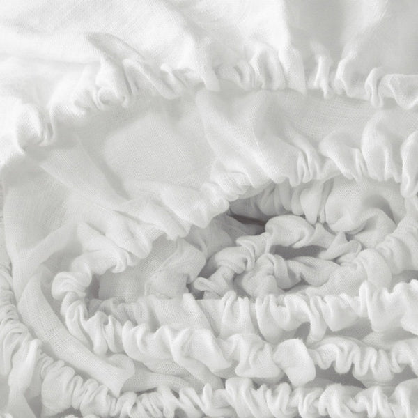 HomeRoots Ivory Linen Twin Fitted Sheet - Luxurious, Breathable Comfort for a Restful Night's Sleep, Wrinkle-Resistant 520796