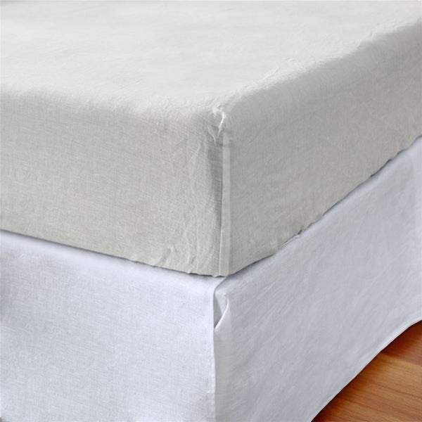 HomeRoots Ivory Linen Twin Fitted Sheet - Luxurious, Breathable Comfort for a Restful Night's Sleep, Wrinkle-Resistant 520796