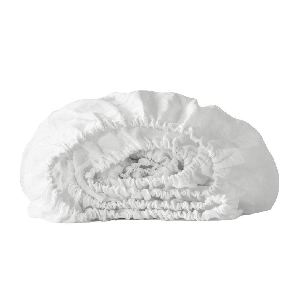 HomeRoots Ivory Linen Full Double Fitted Sheet - Breathable Comfort, Moisture-Wicking & Elegant Living Essentials 520797