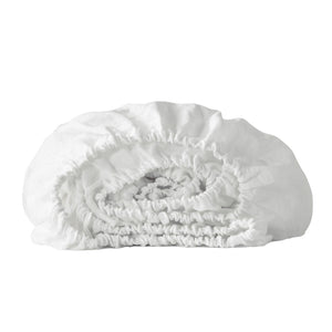 HomeRoots Ivory Linen Full Double Fitted Sheet - Breathable Comfort, Moisture-Wicking & Elegant Living Essentials 520797