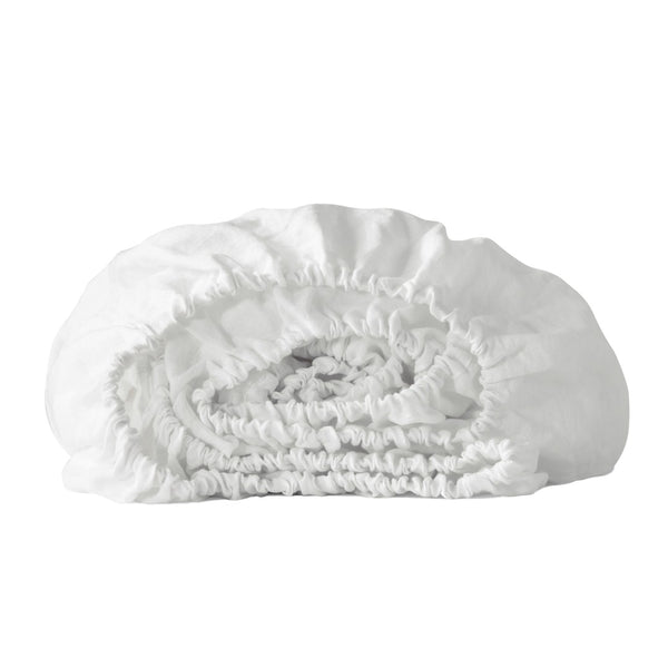 HomeRoots Ivory Linen Full Double Fitted Sheet - Breathable Comfort, Moisture-Wicking & Elegant Living Essentials 520797