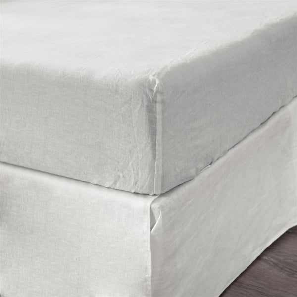 HomeRoots Ivory Linen Full Double Fitted Sheet - Breathable Comfort, Moisture-Wicking & Elegant Living Essentials 520797