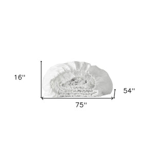 HomeRoots Ivory Linen Full Double Fitted Sheet - Breathable Comfort, Moisture-Wicking & Elegant Living Essentials 520797