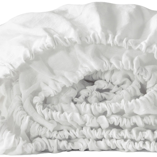 Homeroots Ivory Linen King Fitted Sheet Soft White Linen 520799