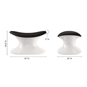 Homeroots 21" Black And White Wool And Fiberglass Contempo Footstool Ottoman   520801