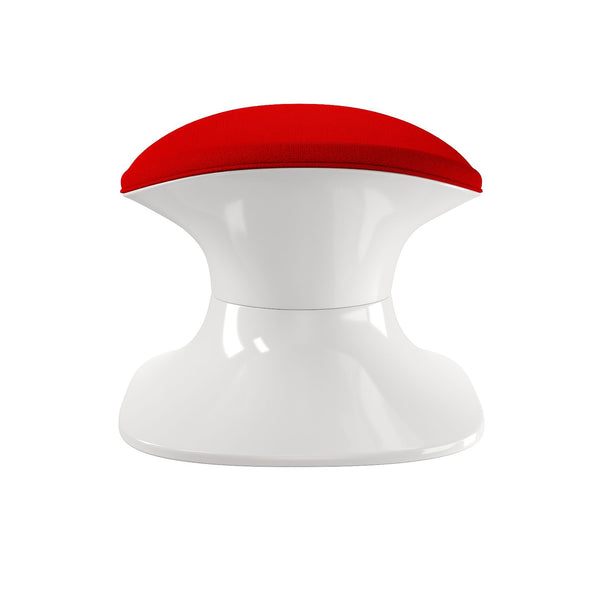 Homeroots 21" Red And White Wool And Fiberglass Contempo Footstool Ottoman   520802