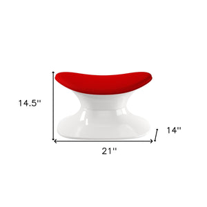Homeroots 21" Red And White Wool And Fiberglass Contempo Footstool Ottoman   520802