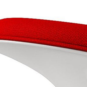 Homeroots 21" Red And White Wool And Fiberglass Contempo Footstool Ottoman   520802