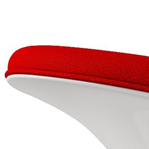 Homeroots 21" Red And White Wool And Fiberglass Contempo Footstool Ottoman   520802