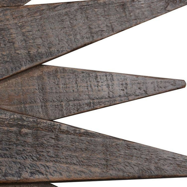 Homeroots 30" Brown Sunburst Wood Framed Accent Mirror  Wood 520807