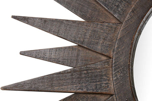 Homeroots 30" Brown Sunburst Wood Framed Accent Mirror  Wood 520807